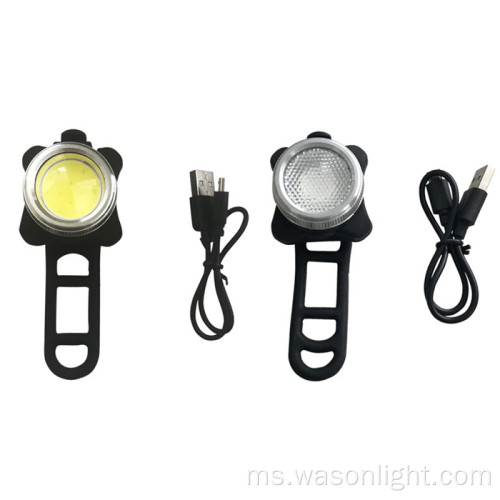 Set Lampu Basikal Isi Ulang USB COB Led